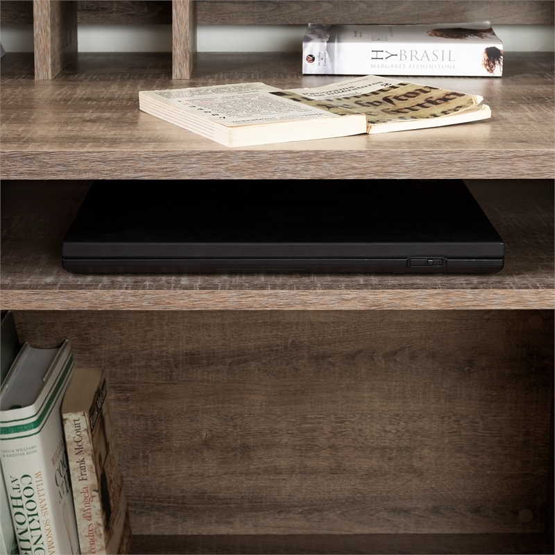 Bowery Hill Wood 3-Drawer Computer Desk with Hutch in Weathered Oak