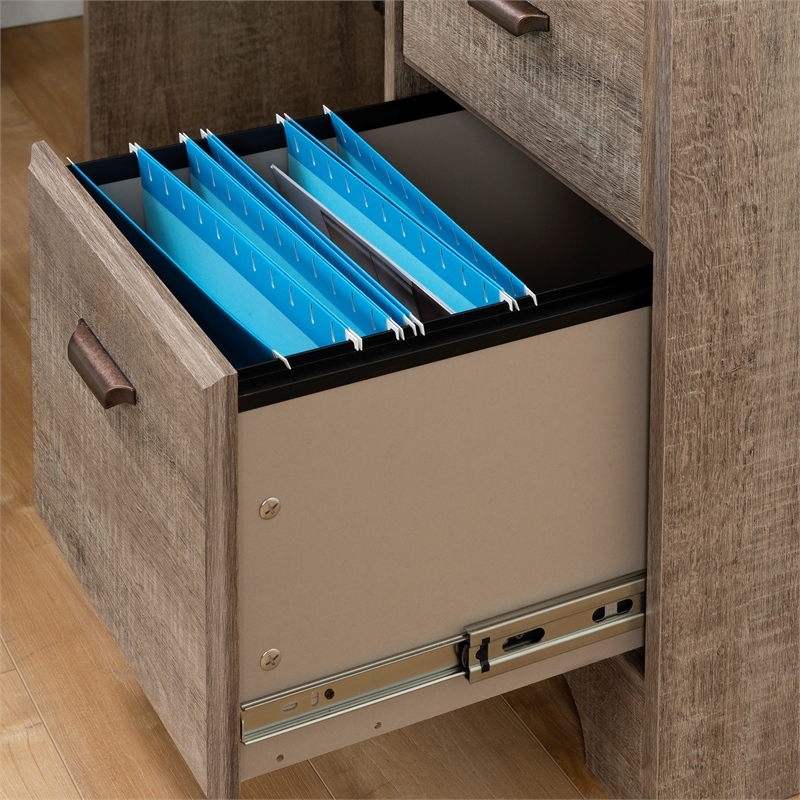 Bowery Hill Wood 3-Drawer Computer Desk with Hutch in Weathered Oak