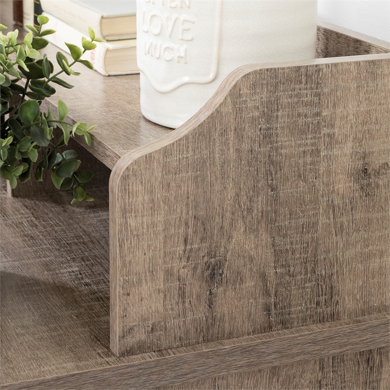 Bowery Hill Wood 3-Drawer Computer Desk with Hutch in Weathered Oak