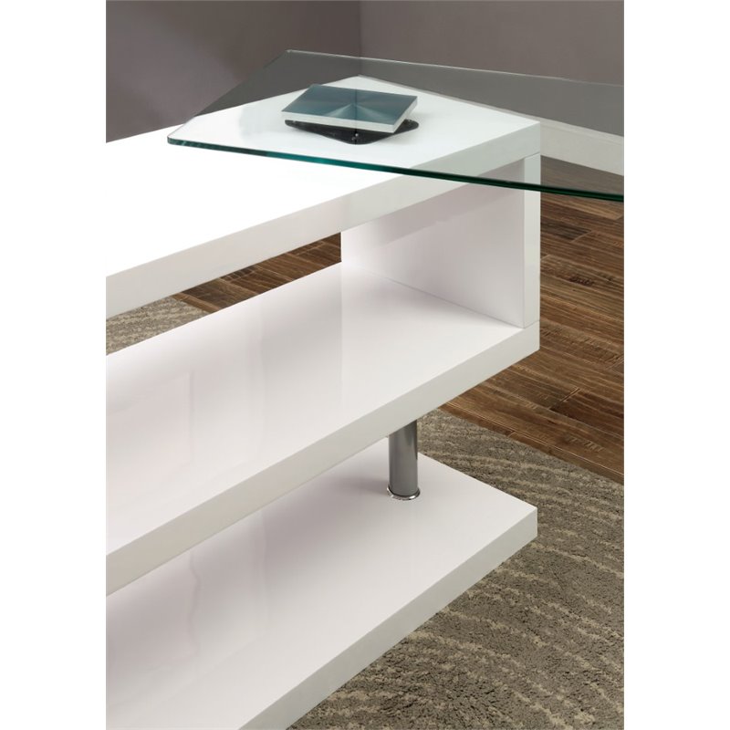 Bowery Hill Modern Metal Swivel Computer Desk in White