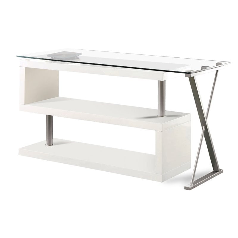Bowery Hill Modern Metal Swivel Computer Desk in White