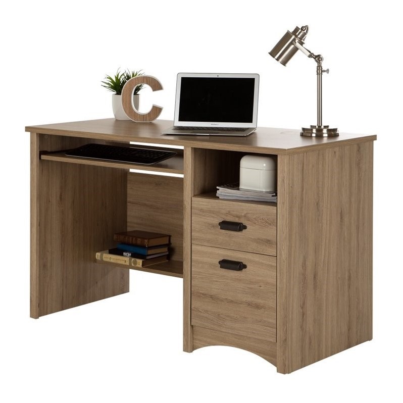 Bowery Hill 2 Drawers Wood Computer Desk in Rustic Oak