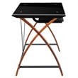 Bowery Hill Glass Top Computer Desk in Black and Cherry