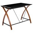 Bowery Hill Glass Top Computer Desk in Black and Cherry