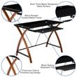 Bowery Hill Glass Top Computer Desk in Black and Cherry