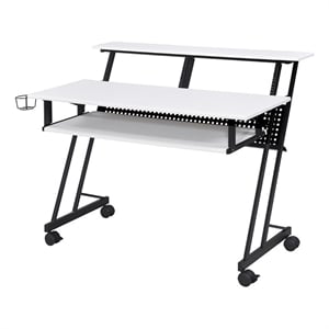 Bowery Hill Contemporary Wood Music Recording Studio Desk in White/Black