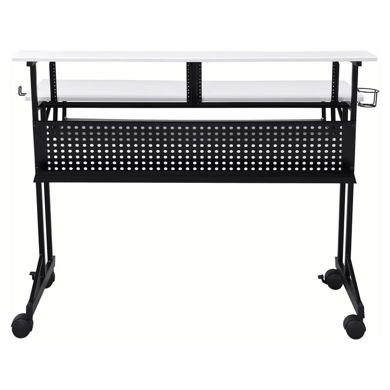 Bowery Hill Contemporary Wood Music Recording Studio Desk in White/Black