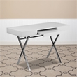Bowery Hill Computer Desk in Glossy White Laminate Finish