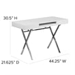 Bowery Hill Computer Desk in Glossy White Laminate Finish