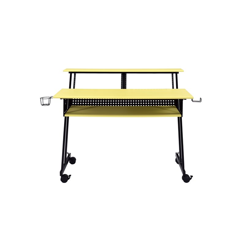 Bowery Hill Music Recording Studio Desk in Yellow & Black