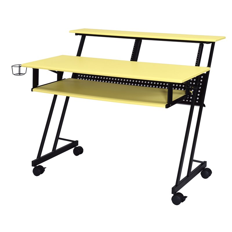 Bowery Hill Music Recording Studio Desk in Yellow & Black