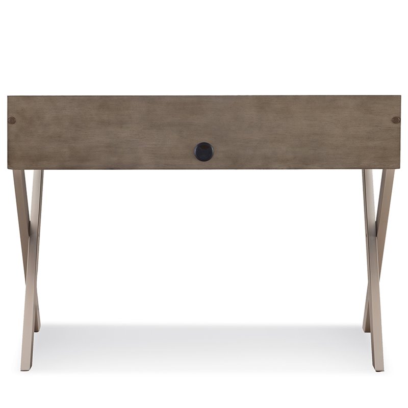 Bowery Hill Computer Desk in Smoke Gray and Brushed Nickel