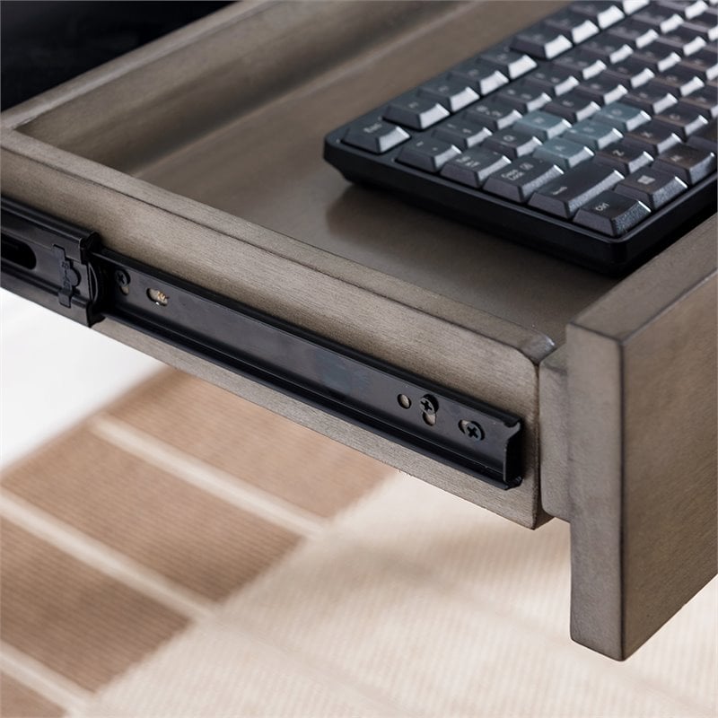 Bowery Hill Computer Desk in Smoke Gray and Brushed Nickel