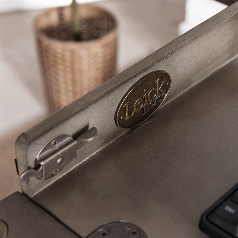 Bowery Hill Computer Desk in Smoke Gray and Brushed Nickel