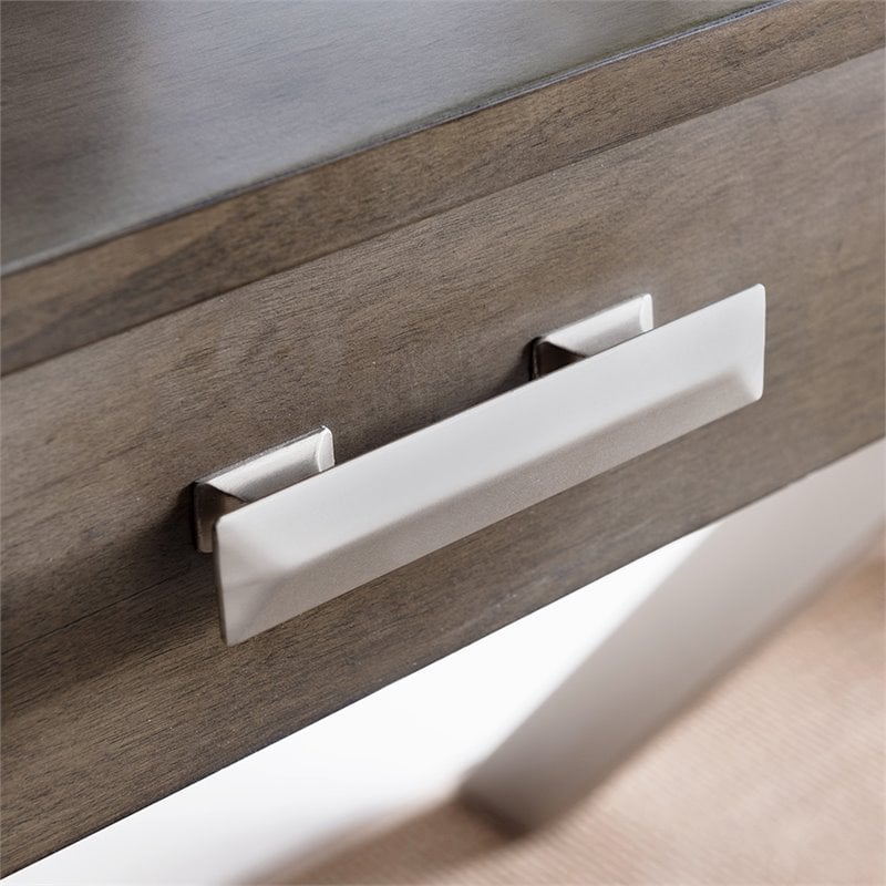 Bowery Hill Computer Desk in Smoke Gray and Brushed Nickel