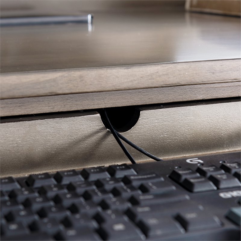 Bowery Hill Computer Desk in Smoke Gray and Brushed Nickel