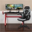 Bowery Hill 2 Piece Z-Frame Gaming Desk Set in Red and Gray
