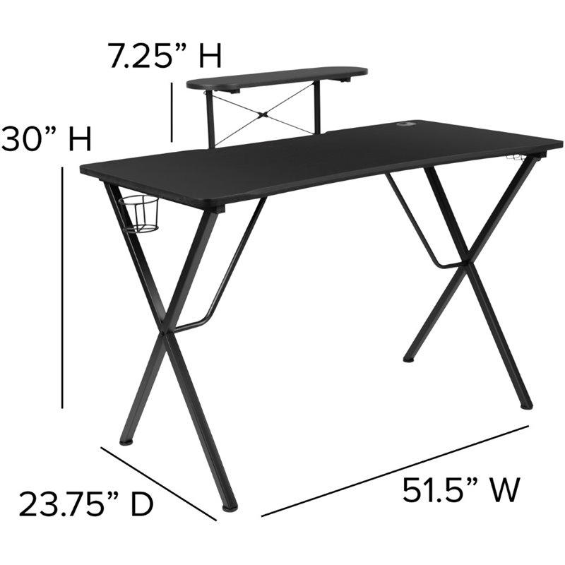 Bowery Hill Contemporary 2 Piece Wood Gaming Desk Set in Black/Camouflage