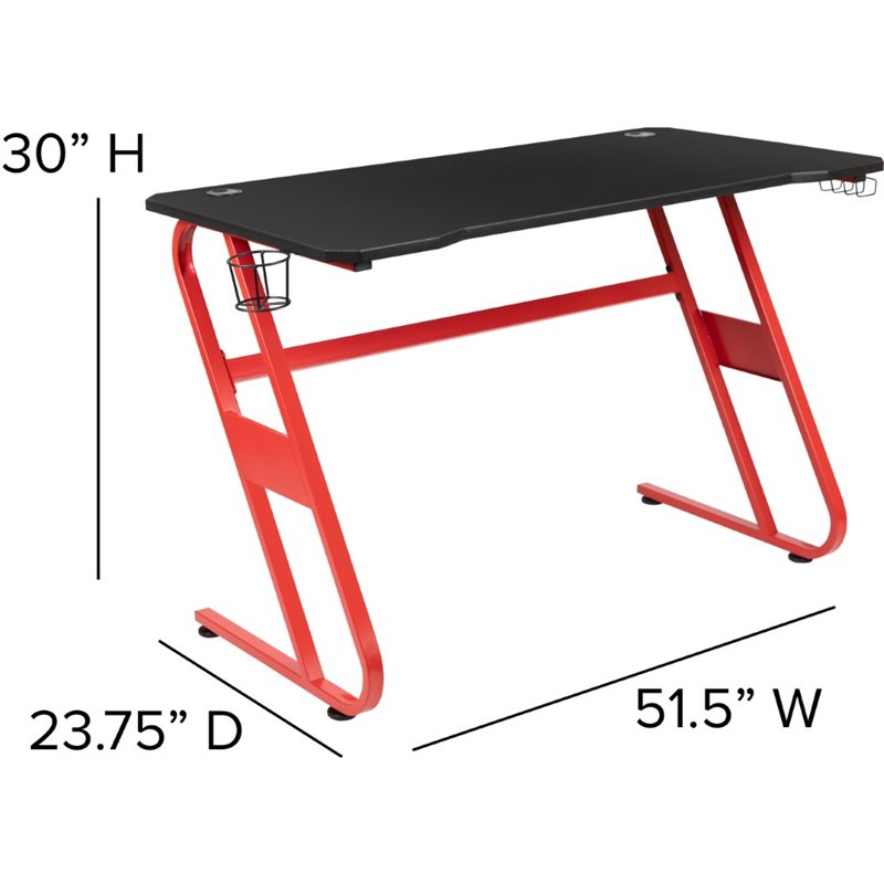 Bowery Hill 2 Piece Z-Frame Gaming Desk Set in Red and White