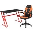 Bowery Hill 2 Piece Z-Frame Gaming Desk Set in Red and Orange