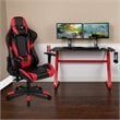 Bowery Hill Z-Frame Gaming Desk and Reclining Swivel Chair in Red