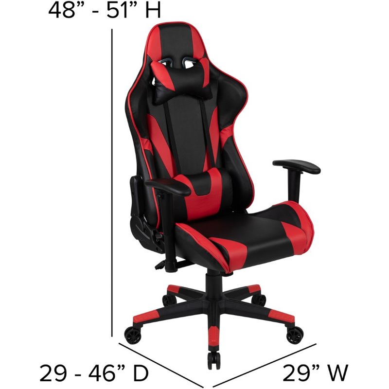 Bowery Hill Z-Frame Gaming Desk and Reclining Swivel Chair in Red