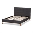 Bowery Hill Upholstered Full Platform Bed in Dark Gray
