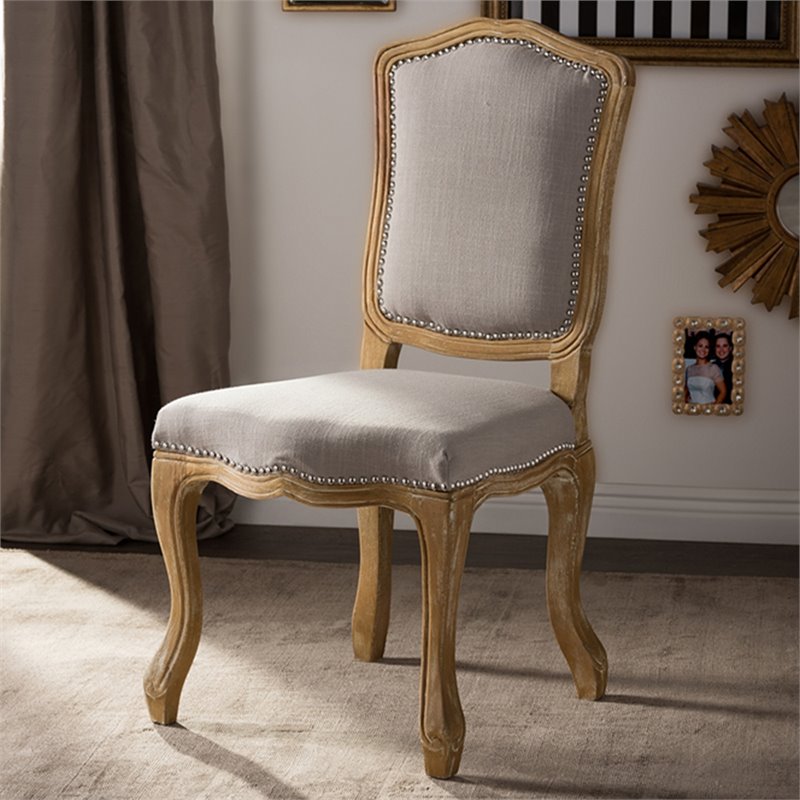 Bowery Hill Dining Side Chair in Oak and Beige