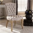 Bowery Hill Tufted Dining Side Chair in Natural Oak and Beige