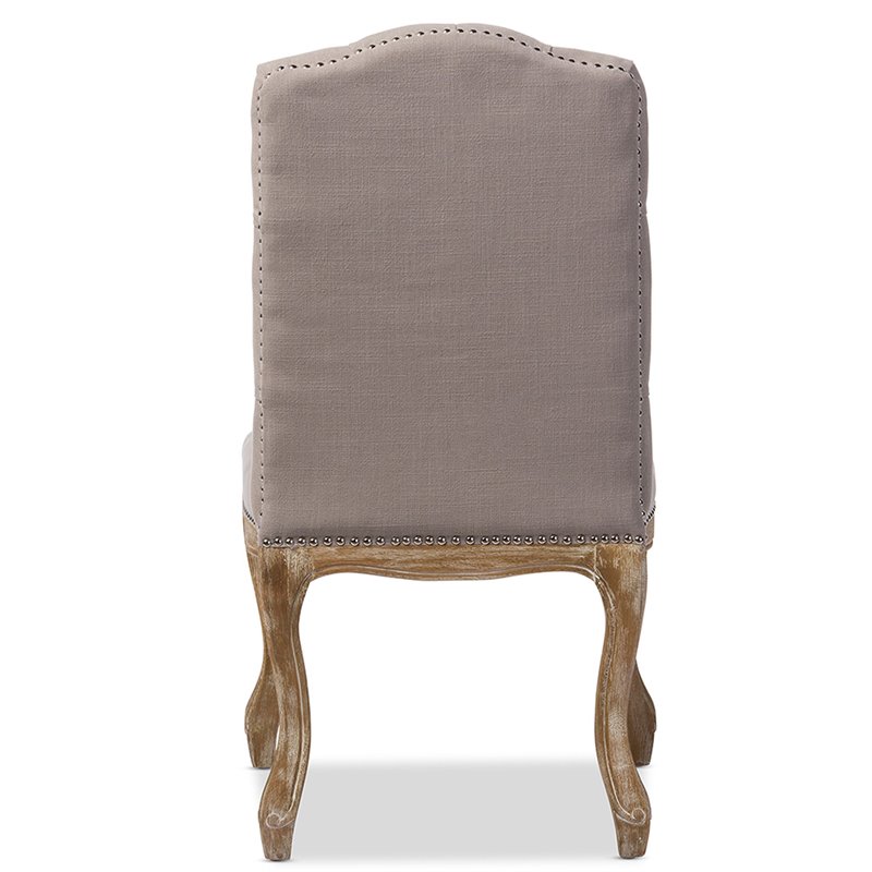Bowery Hill Tufted Dining Side Chair in Natural Oak and Beige