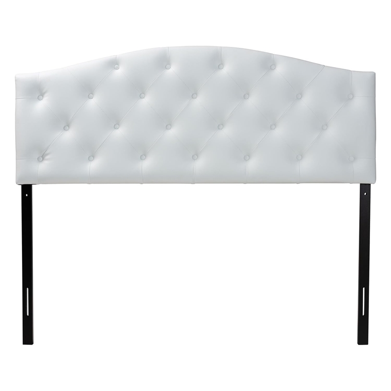 Bowery Hill Modern Faux Leather Tufted Full Panel Headboard in White