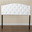 Bowery Hill Modern Faux Leather Tufted Full Panel Headboard in White