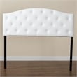 Bowery Hill Modern Faux Leather Tufted Queen Panel Headboard in White