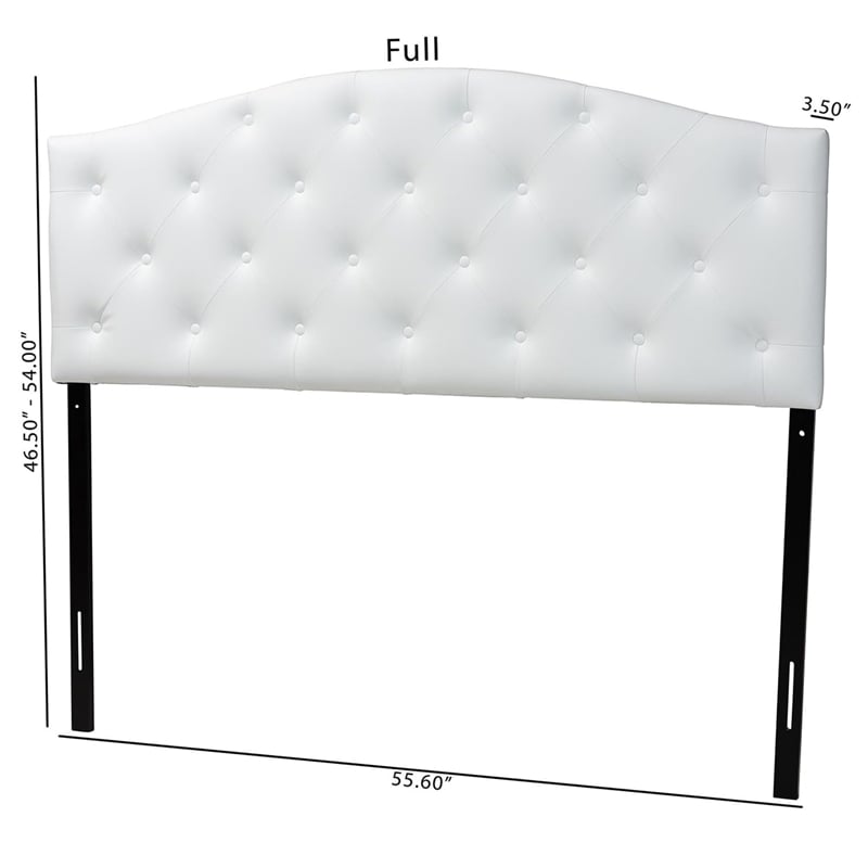 Bowery Hill Modern Faux Leather Tufted Queen Panel Headboard in White