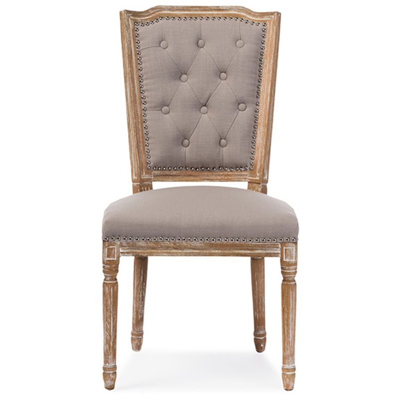 Bowery Hill Tufted Dining Side Chair in Oak and Beige