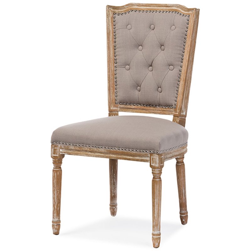 Bowery Hill Tufted Dining Side Chair in Oak and Beige