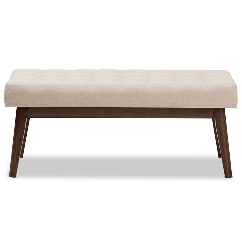 Bowery Hill Button Tufted Bedroom Bench in Beige