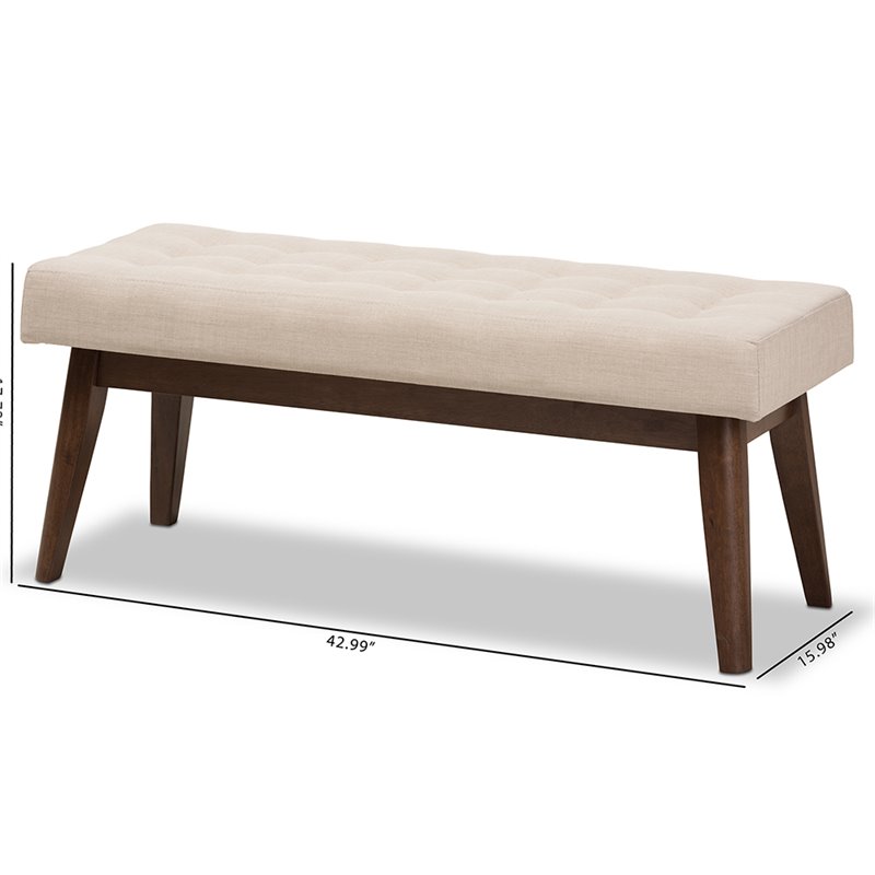Bowery Hill Button Tufted Bedroom Bench in Beige