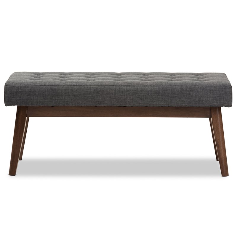 Bowery Hill Button Tufted Bedroom Bench in Dark Gray
