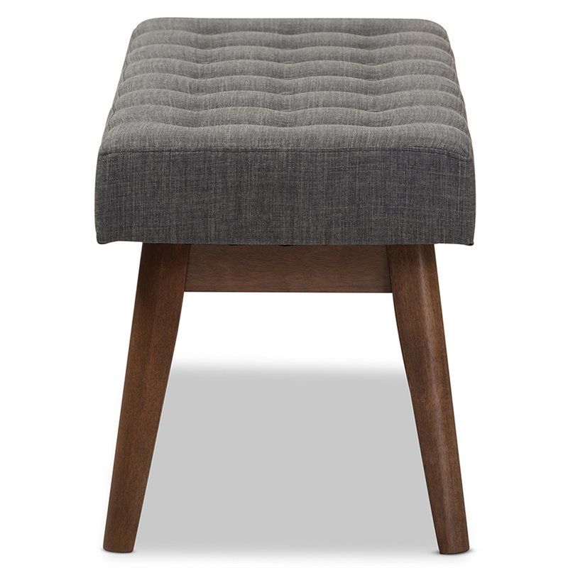 Bowery Hill Button Tufted Bedroom Bench in Dark Gray