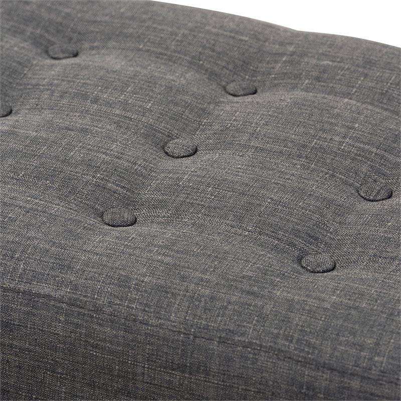 Bowery Hill Button Tufted Bedroom Bench in Dark Gray