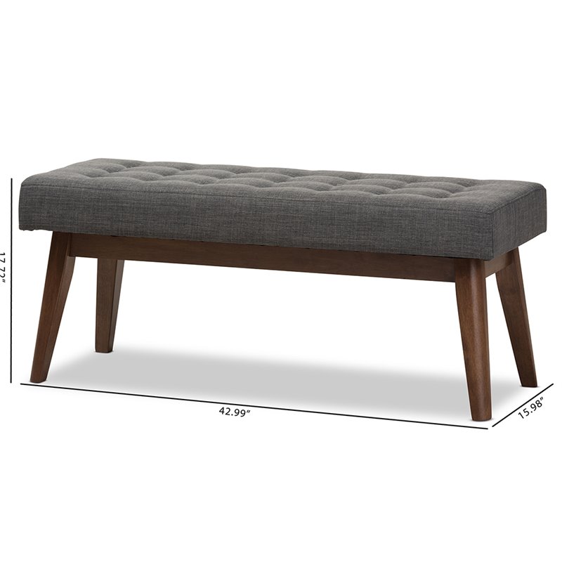 Bowery Hill Button Tufted Bedroom Bench in Dark Gray