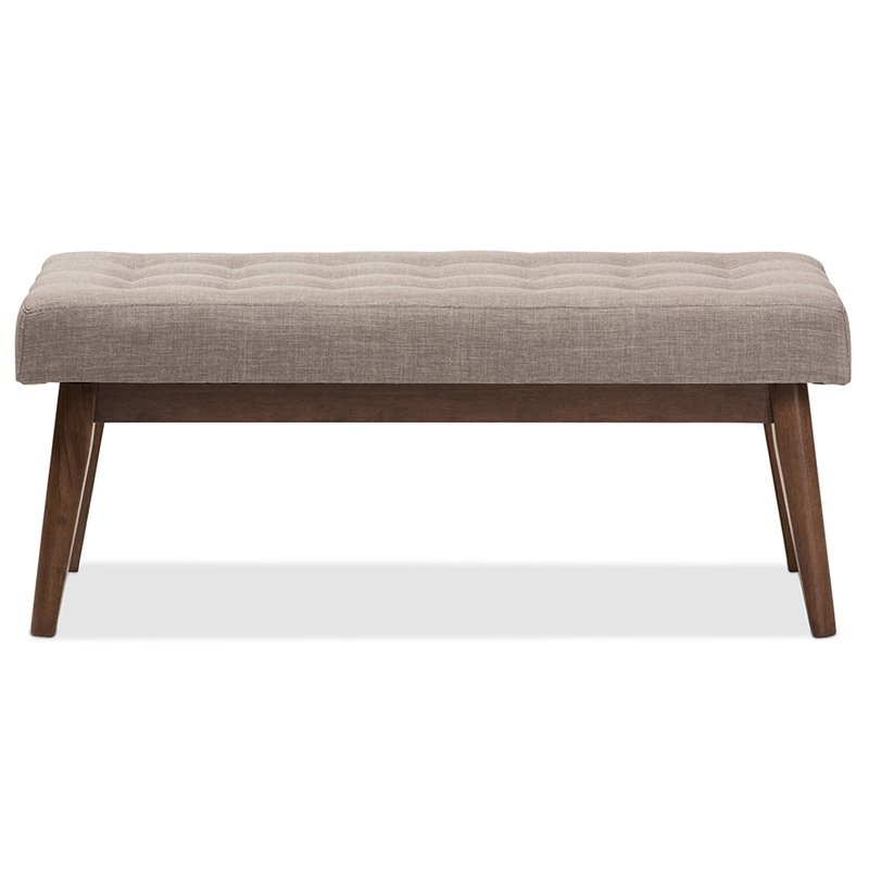 Bowery Hill Button Tufted Bedroom Bench in Light Gray