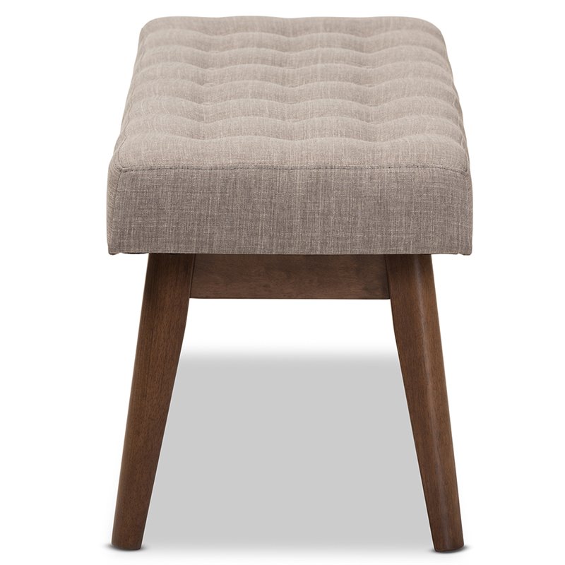 Bowery Hill Button Tufted Bedroom Bench in Light Gray