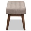 Bowery Hill Button Tufted Bedroom Bench in Light Gray