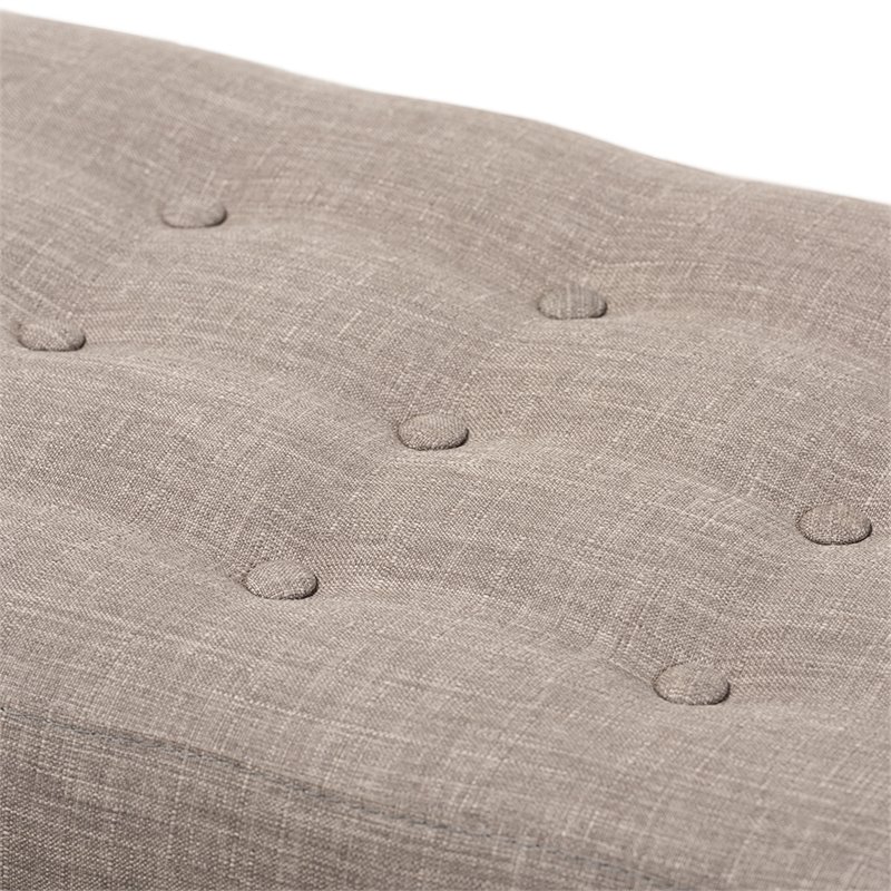 Bowery Hill Button Tufted Bedroom Bench in Light Gray