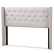 Bowery Hill King Winged Panel Headboard in Grayish Beige