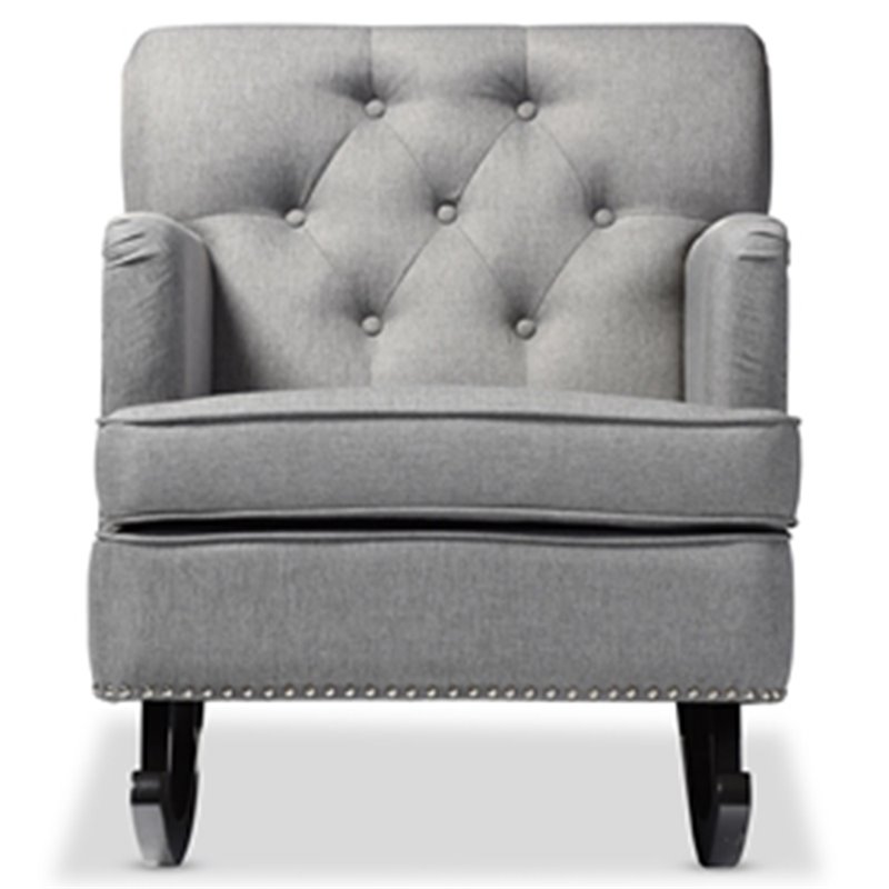Bowery Hill Tufted Rocker in Gray and Dark Espresso
