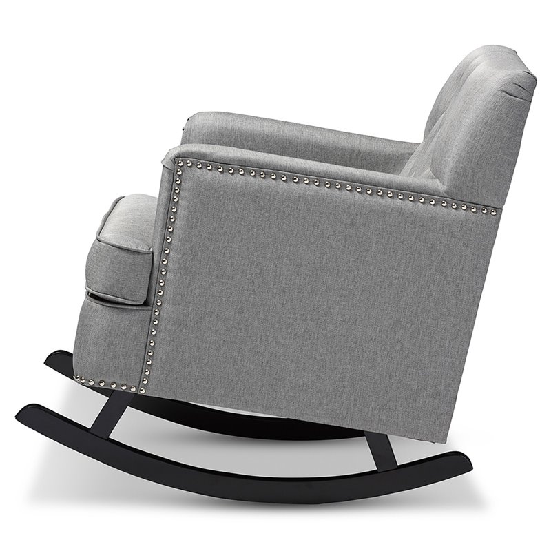 Bowery Hill Tufted Rocker in Gray and Dark Espresso
