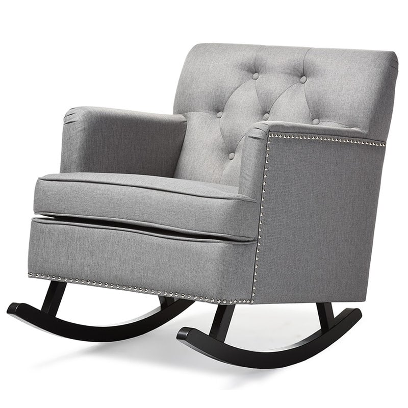 Bowery Hill Tufted Rocker in Gray and Dark Espresso